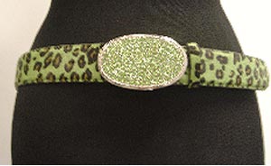 Green crystal leather belt