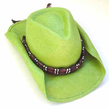 Green straw western hat