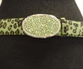 Green crystal leather belt